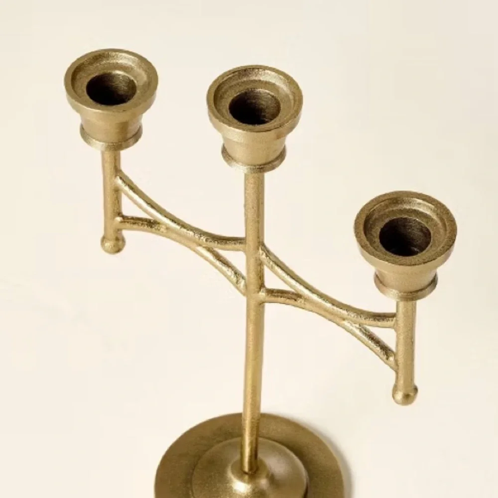 Hearth & Hand Scalloped Brass 3ct Taper Candelabra Antique Finish NWT - Picture 3 of 3